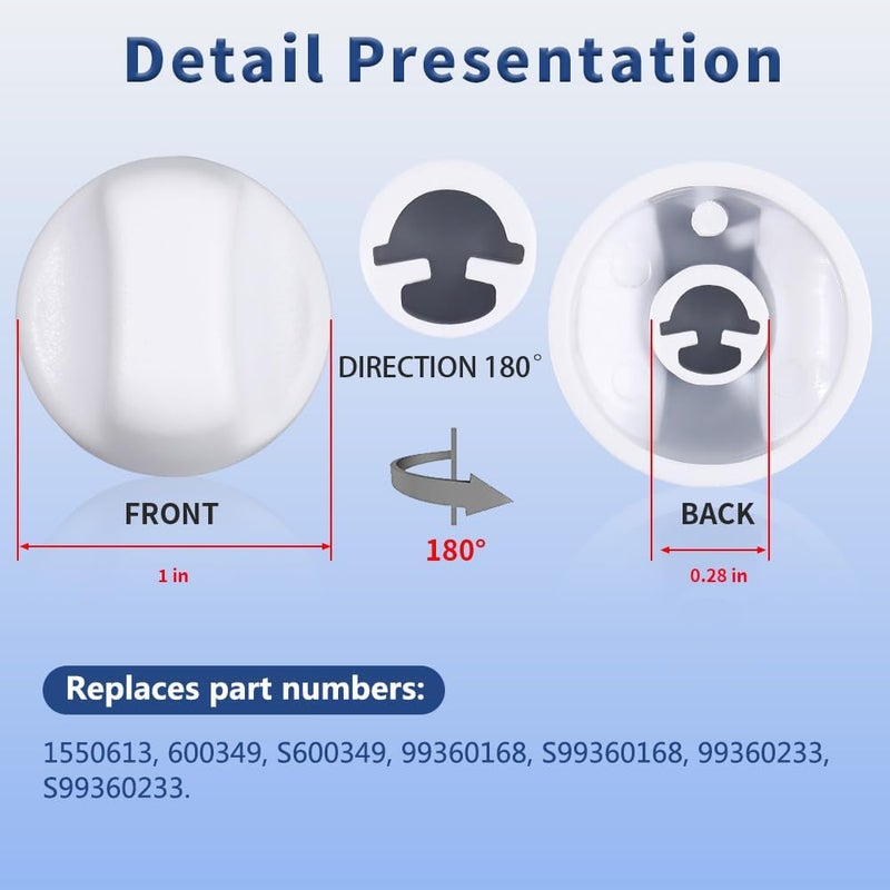 Reyhoar Upgraded S600349 Range Hood Knob, S99360233 Vent Hood Fan Control Knob Replacement Part fit for Broan Nutone, White (4 Pack) - Image 3